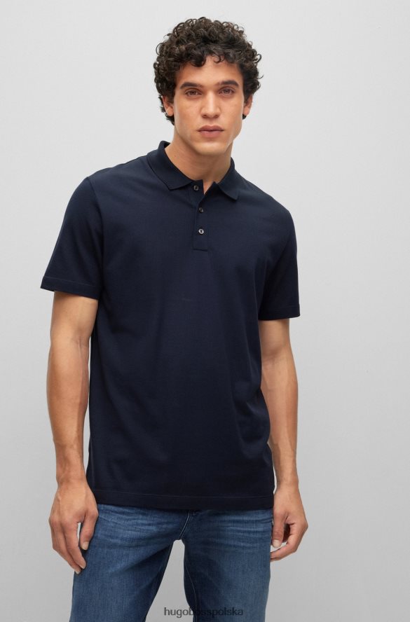 Hugo Boss bawełniano-jedwabna koszulka polo o strukturze bąbelków w kolorze granatowym hugo ciemny niebieski R0X0H64459