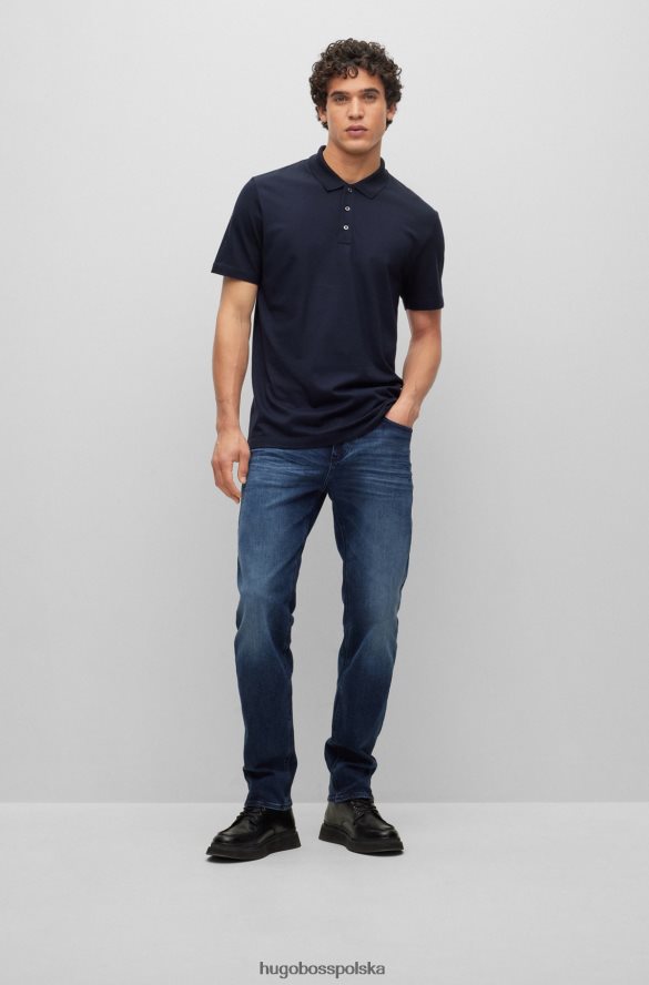 Hugo Boss bawełniano-jedwabna koszulka polo o strukturze bąbelków w kolorze granatowym hugo ciemny niebieski R0X0H64459