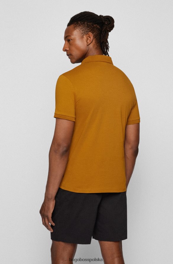 Hugo Boss beżowa koszulka polo Hugo z elastycznej bawełny, o dopasowanym kroju, z naszywką z logo beżowy R0X0H61623