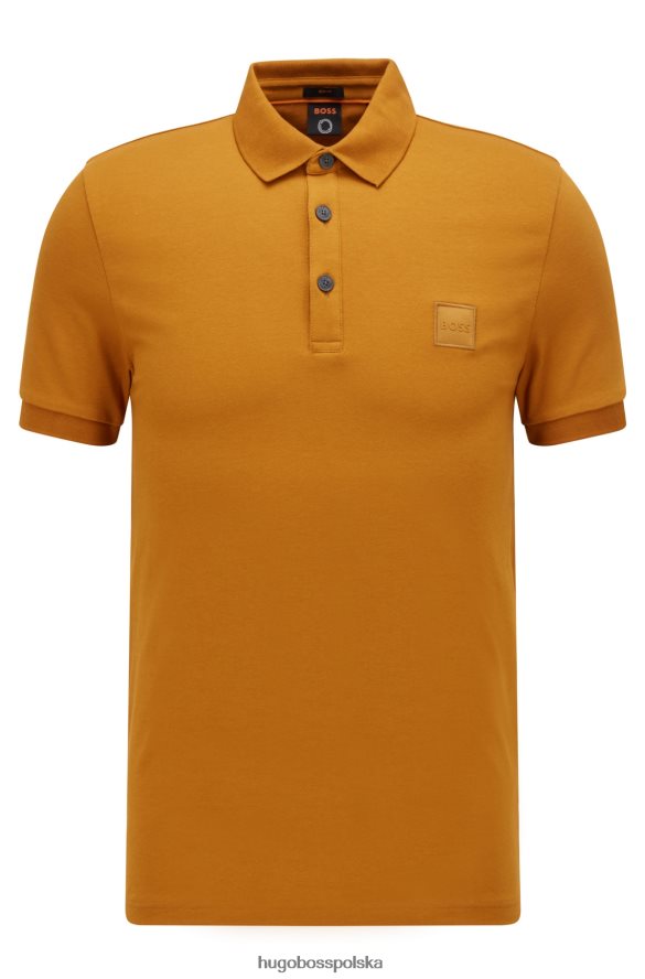 Hugo Boss beżowa koszulka polo Hugo z elastycznej bawełny, o dopasowanym kroju, z naszywką z logo beżowy R0X0H61623