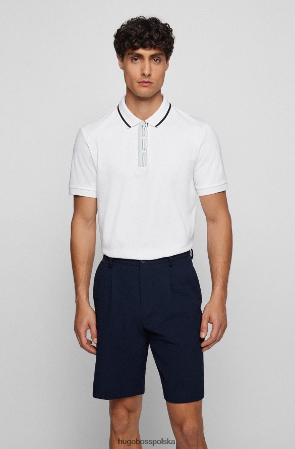 Hugo Boss biała, bawełniana koszulka polo hugo z gumowanym logo biały R0X0H62115