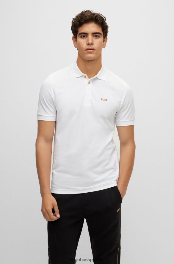 Hugo Boss biała, bawełniana koszulka polo o dopasowanym kroju z wstawkami w paski hugo biały R0X0H61504