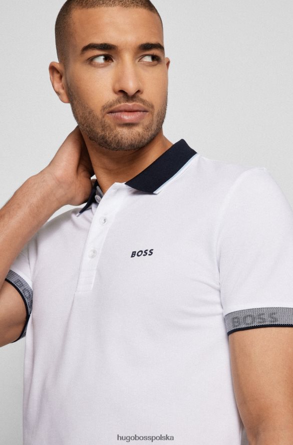 Hugo Boss biała koszulka polo Hugo o dopasowanym kroju z detalami z logo biały R0X0H61767