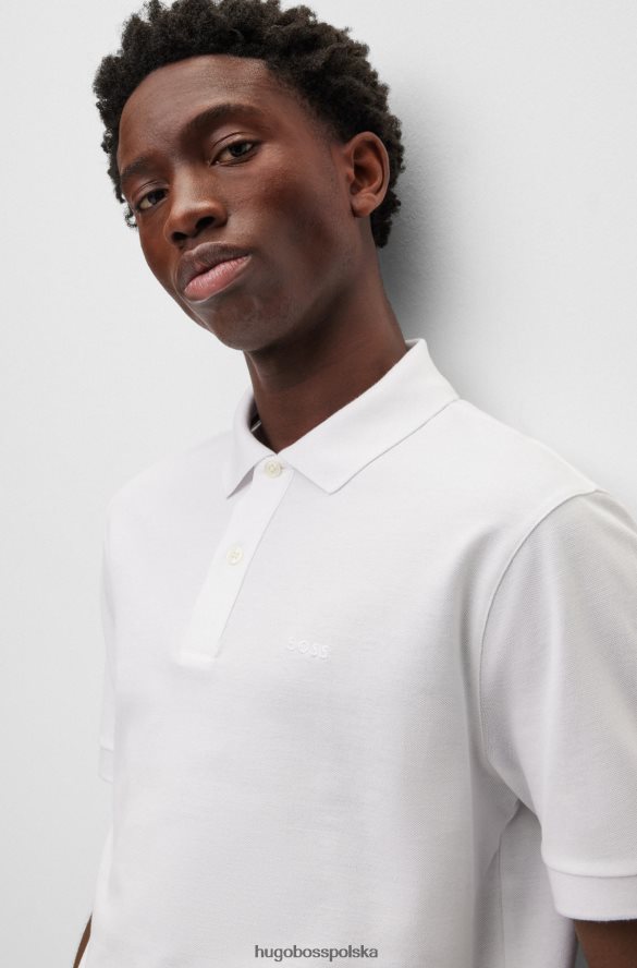 Hugo Boss biała koszulka polo Hugo z bawełny organicznej z haftowanym logo biały R0X0H61941