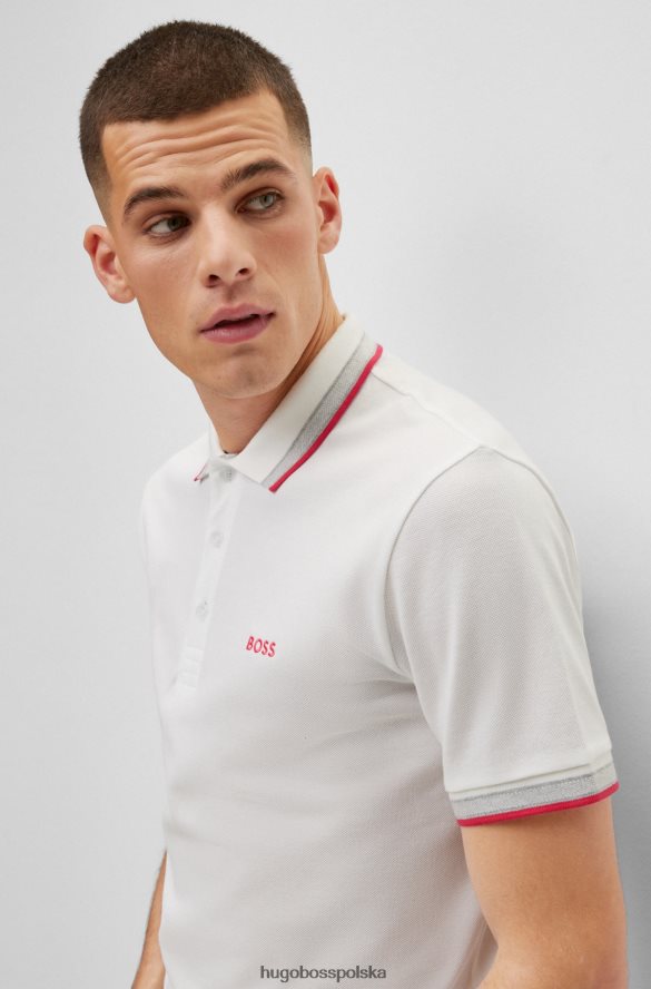Hugo Boss biała koszulka polo Hugo z bawełny organicznej z zaokrąglonym logo biały R0X0H61214