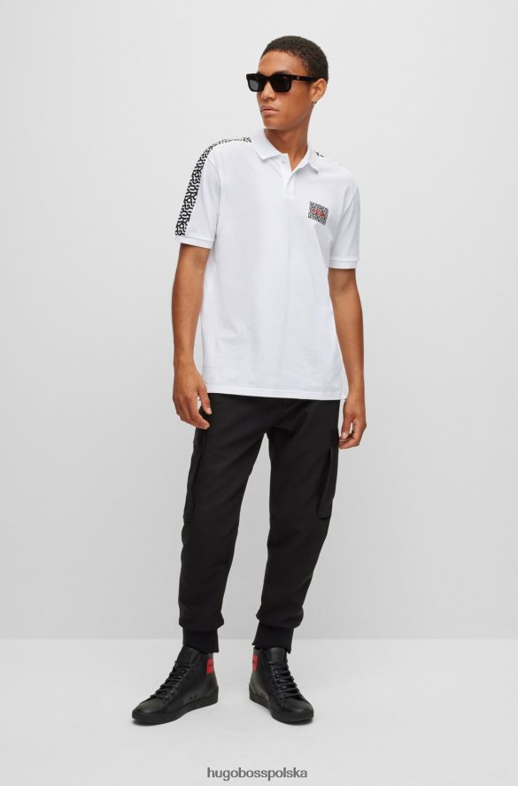 Hugo Boss biała koszulka polo hugo z bawełny piqu¦ z naszywką z logo i wstawkami biały R0X0H64392