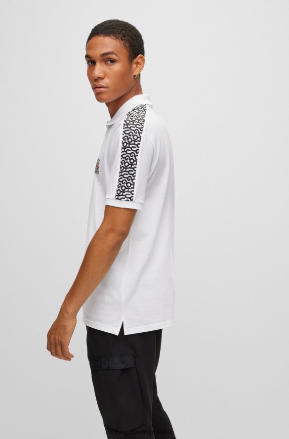 Hugo Boss biała koszulka polo hugo z bawełny piqu¦ z naszywką z logo i wstawkami biały R0X0H64392