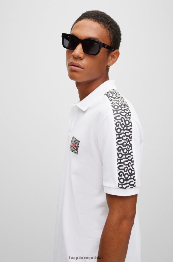 Hugo Boss biała koszulka polo hugo z bawełny piqu¦ z naszywką z logo i wstawkami biały R0X0H64392