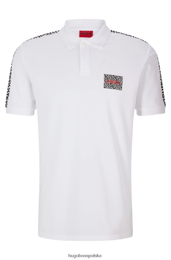 Hugo Boss biała koszulka polo hugo z bawełny piqu¦ z naszywką z logo i wstawkami biały R0X0H64392