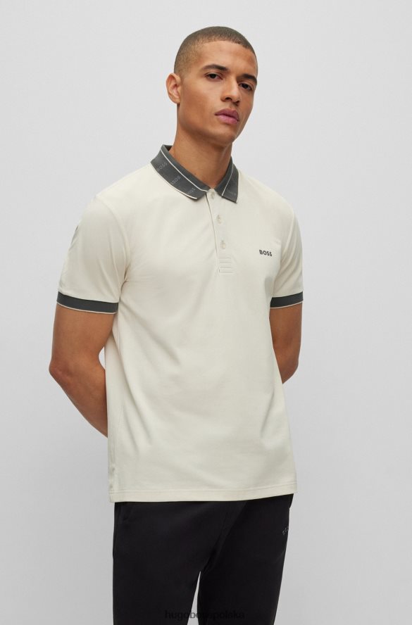 Hugo Boss biała koszulka polo o dopasowanym kroju z kołnierzykiem z nadrukiem logo hugo biały R0X0H62087