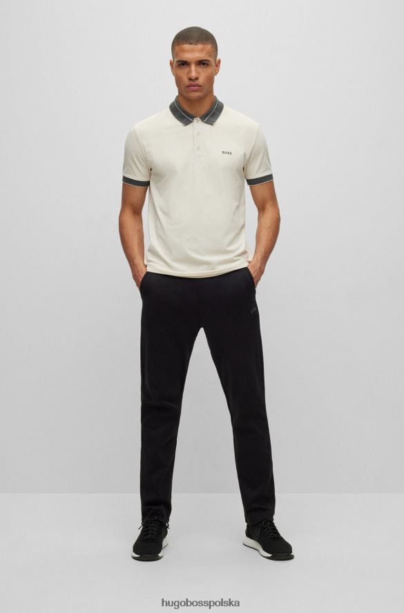 Hugo Boss biała koszulka polo o dopasowanym kroju z kołnierzykiem z nadrukiem logo hugo biały R0X0H62087