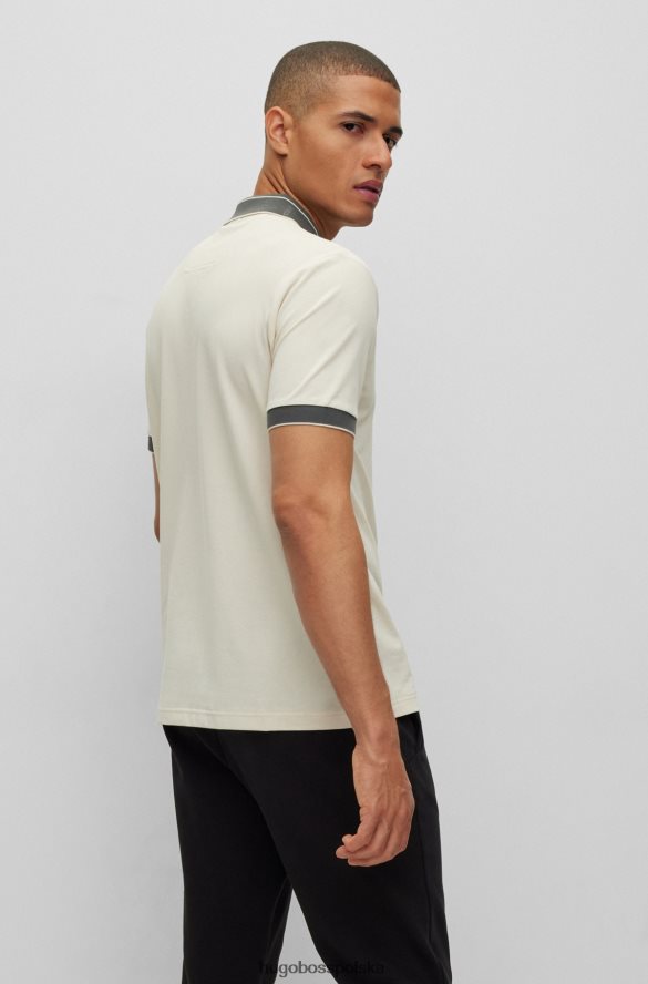 Hugo Boss biała koszulka polo o dopasowanym kroju z kołnierzykiem z nadrukiem logo hugo biały R0X0H62087