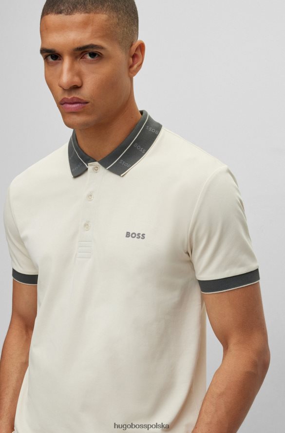 Hugo Boss biała koszulka polo o dopasowanym kroju z kołnierzykiem z nadrukiem logo hugo biały R0X0H62087