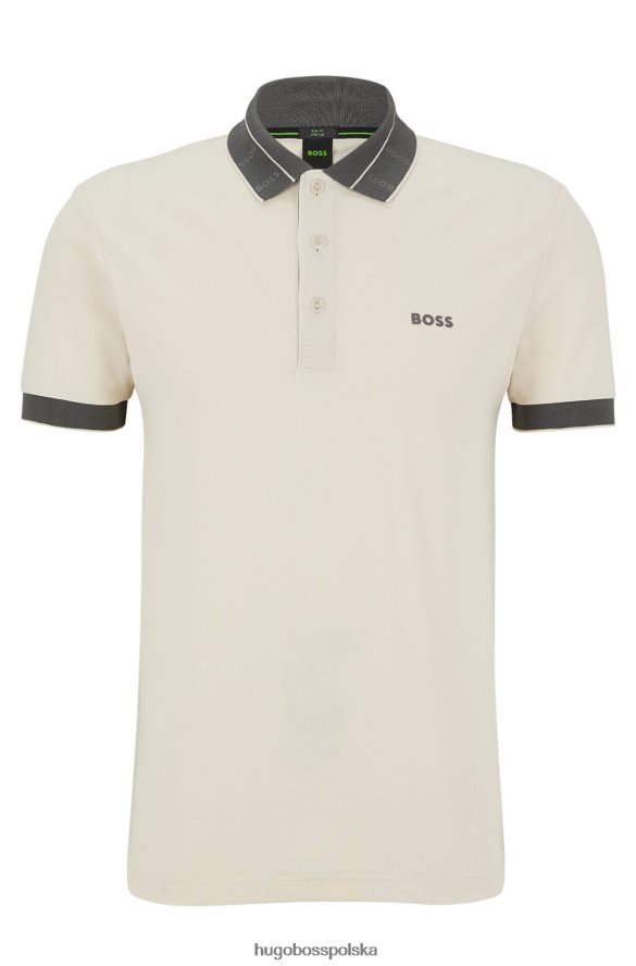 Hugo Boss biała koszulka polo o dopasowanym kroju z kołnierzykiem z nadrukiem logo hugo biały R0X0H62087