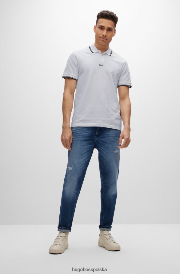 Hugo Boss biała koszulka polo w drobny piqu¦ z kontrastowymi detalami hugo biały R0X0H63848