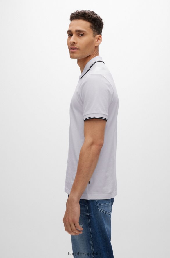Hugo Boss biała koszulka polo w drobny piqu¦ z kontrastowymi detalami hugo biały R0X0H63848
