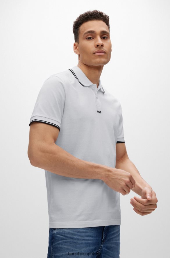 Hugo Boss biała koszulka polo w drobny piqu¦ z kontrastowymi detalami hugo biały R0X0H63848