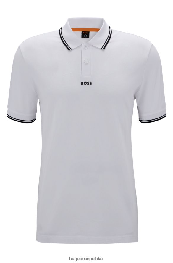 Hugo Boss biała koszulka polo w drobny piqu¦ z kontrastowymi detalami hugo biały R0X0H63848