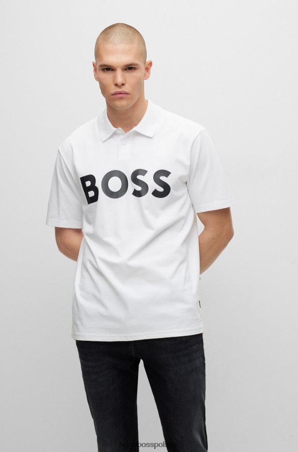 Hugo Boss biała koszulka polo z bawełnianego jerseyu Hugo z kontrastowym logo biały R0X0H61518