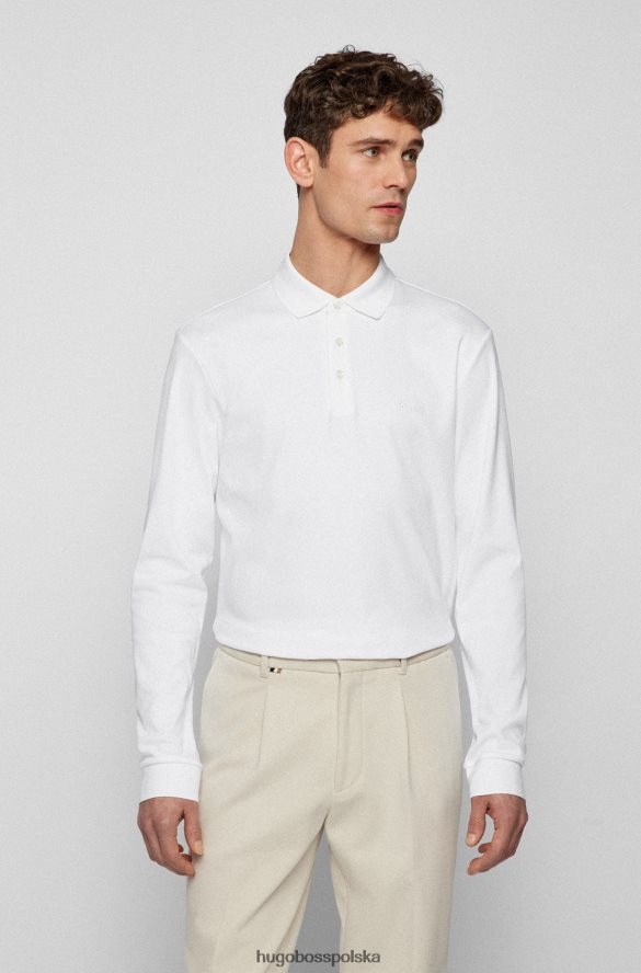Hugo Boss biała koszulka polo z bawełny organicznej z haftowanym logo hugo biały R0X0H61006