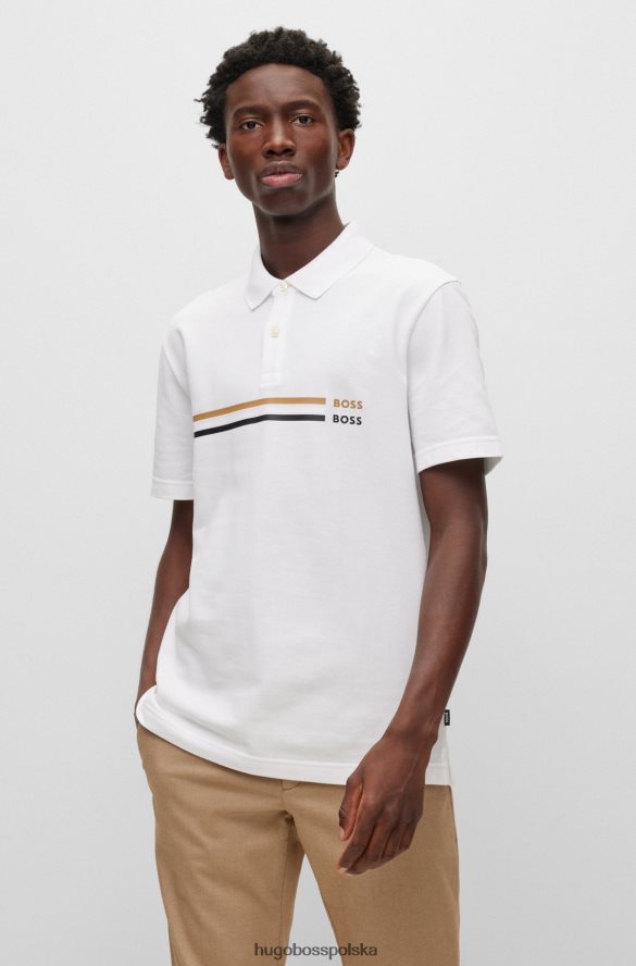 Hugo Boss biała koszulka polo z merceryzowanej bawełny z charakterystycznym paskiem i logo hugo biały R0X0H63751