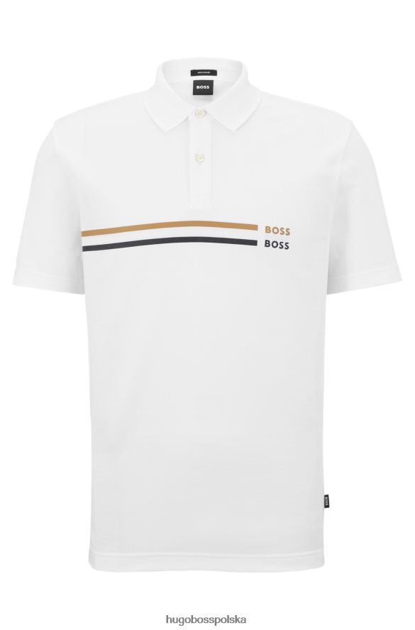 Hugo Boss biała koszulka polo z merceryzowanej bawełny z charakterystycznym paskiem i logo hugo biały R0X0H63751