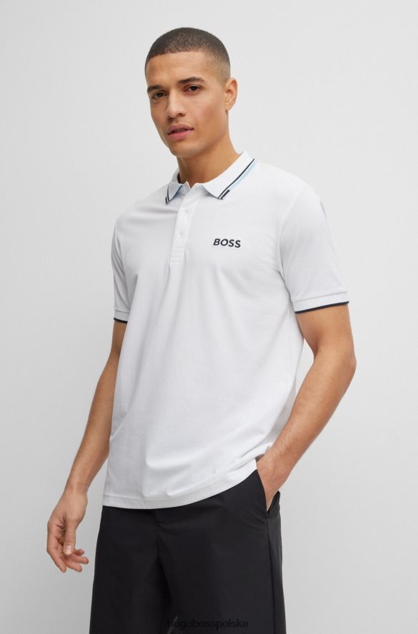 Hugo Boss biała koszulka polo z mieszanki bawełny z kontrastowymi detalami hugo biały R0X0H61100
