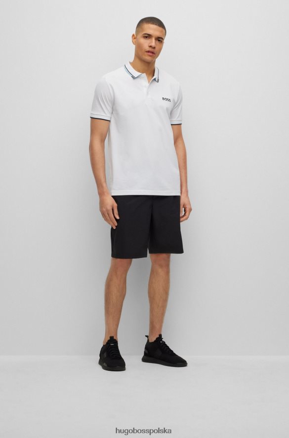 Hugo Boss biała koszulka polo z mieszanki bawełny z kontrastowymi detalami hugo biały R0X0H61100