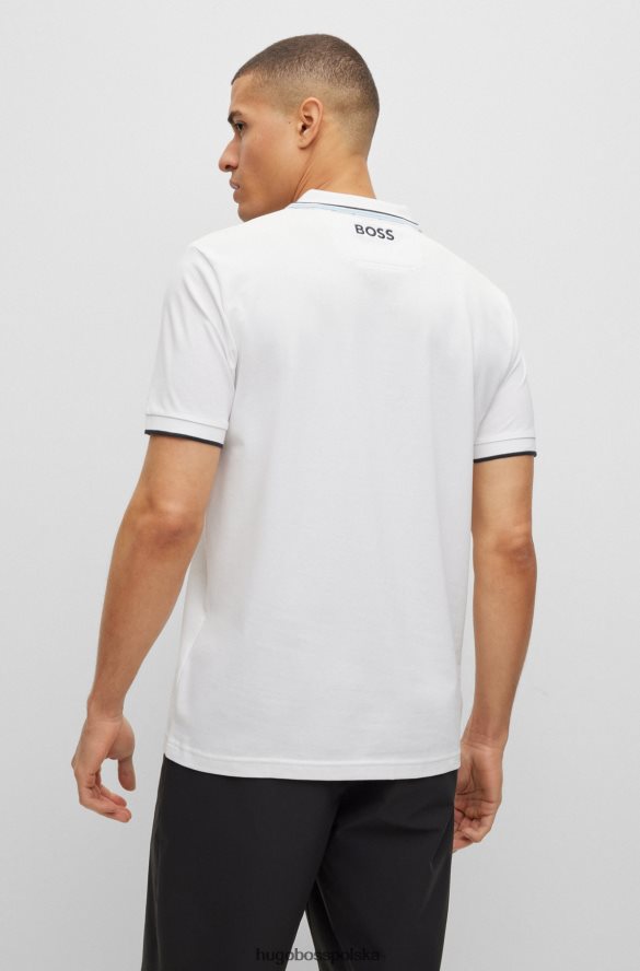 Hugo Boss biała koszulka polo z mieszanki bawełny z kontrastowymi detalami hugo biały R0X0H61100