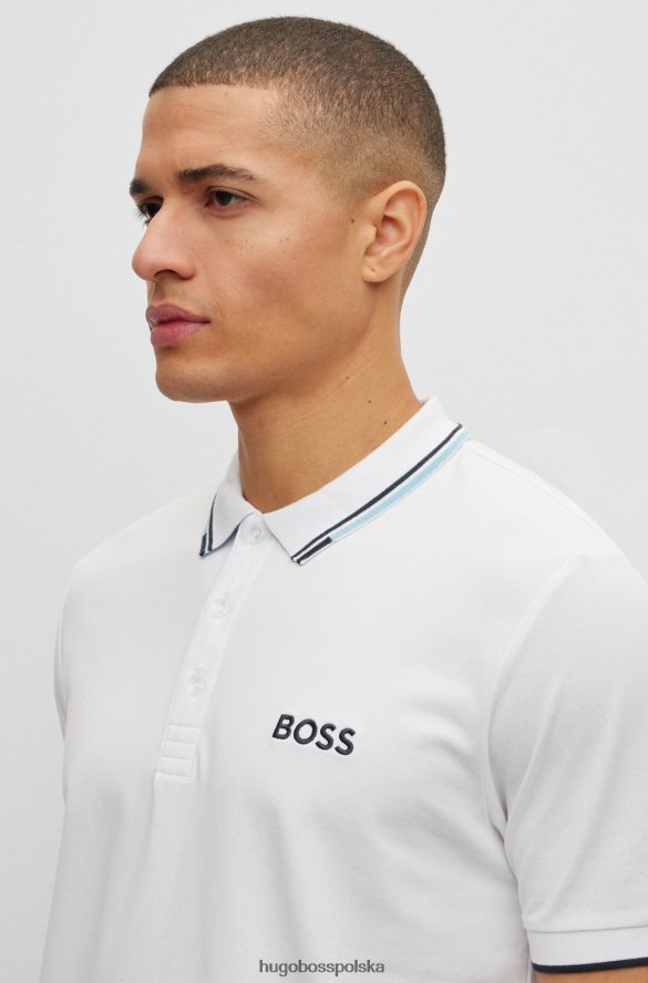 Hugo Boss biała koszulka polo z mieszanki bawełny z kontrastowymi detalami hugo biały R0X0H61100