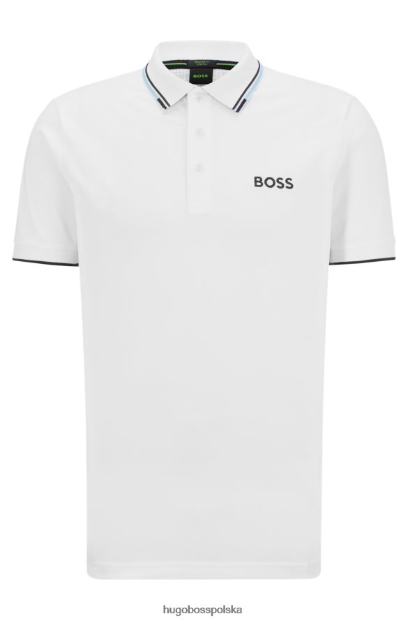 Hugo Boss biała koszulka polo z mieszanki bawełny z kontrastowymi detalami hugo biały R0X0H61100
