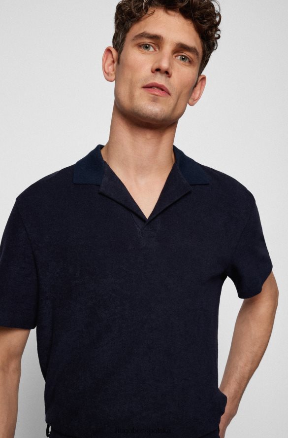 Hugo Boss ciemnoniebieska, bawełniana koszulka polo hugo z kołnierzykiem Johnny ciemny niebieski R0X0H63593