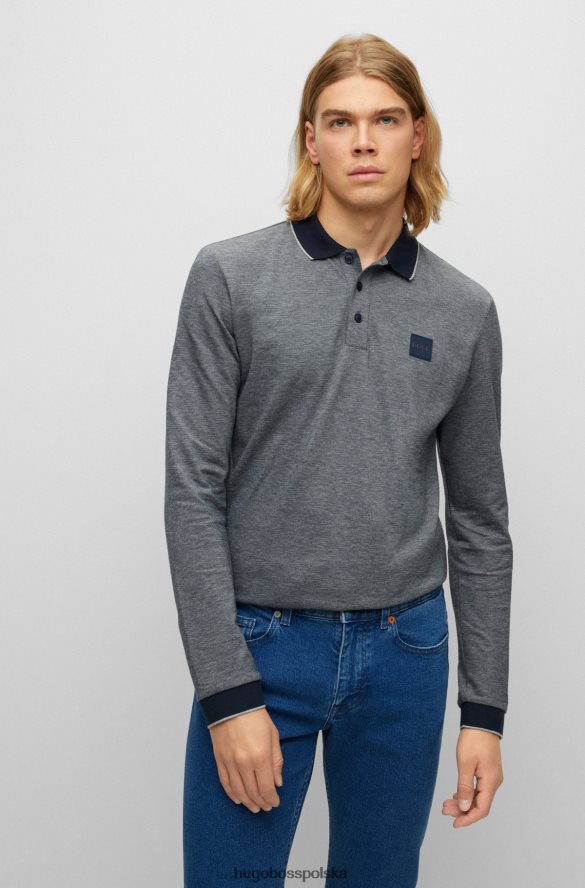 Hugo Boss ciemnoniebieska koszulka polo Hugo z bawełnianej piki z naszywką z logo ciemny niebieski R0X0H63139