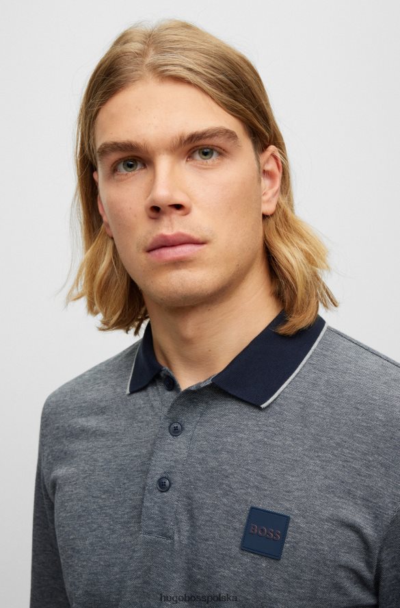 Hugo Boss ciemnoniebieska koszulka polo Hugo z bawełnianej piki z naszywką z logo ciemny niebieski R0X0H63139
