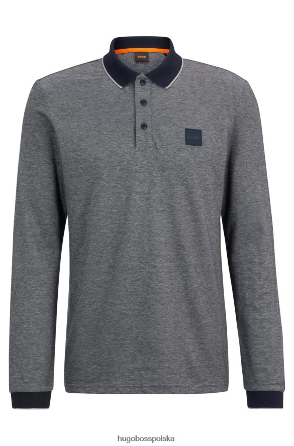 Hugo Boss ciemnoniebieska koszulka polo Hugo z bawełnianej piki z naszywką z logo ciemny niebieski R0X0H63139