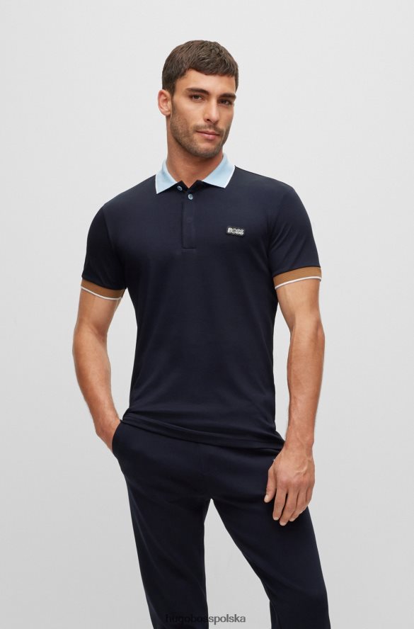 Hugo Boss ciemnoniebieska koszulka polo hugo interlock z bawełny o dopasowanym kroju z naszywką z logo ciemny niebieski R0X0H63486