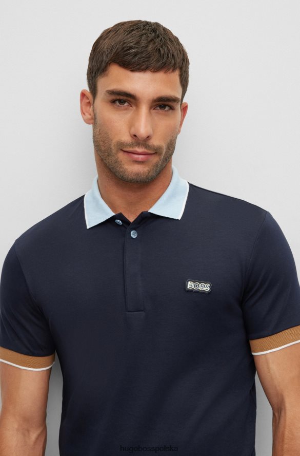 Hugo Boss ciemnoniebieska koszulka polo hugo interlock z bawełny o dopasowanym kroju z naszywką z logo ciemny niebieski R0X0H63486