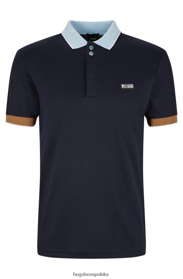 Hugo Boss ciemnoniebieska koszulka polo hugo interlock z bawełny o dopasowanym kroju z naszywką z logo ciemny niebieski R0X0H63486