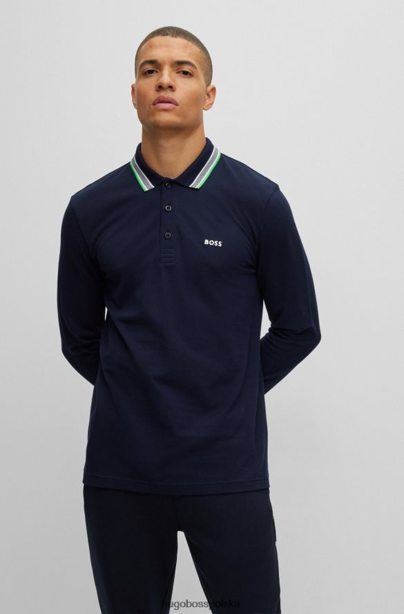 Hugo Boss ciemnoniebieska koszulka polo hugo z bawełny piqu¦ z detalami przy kołnierzyku ciemny niebieski R0X0H61525