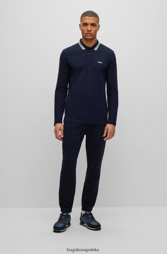 Hugo Boss ciemnoniebieska koszulka polo hugo z bawełny piqu¦ z detalami przy kołnierzyku ciemny niebieski R0X0H61525