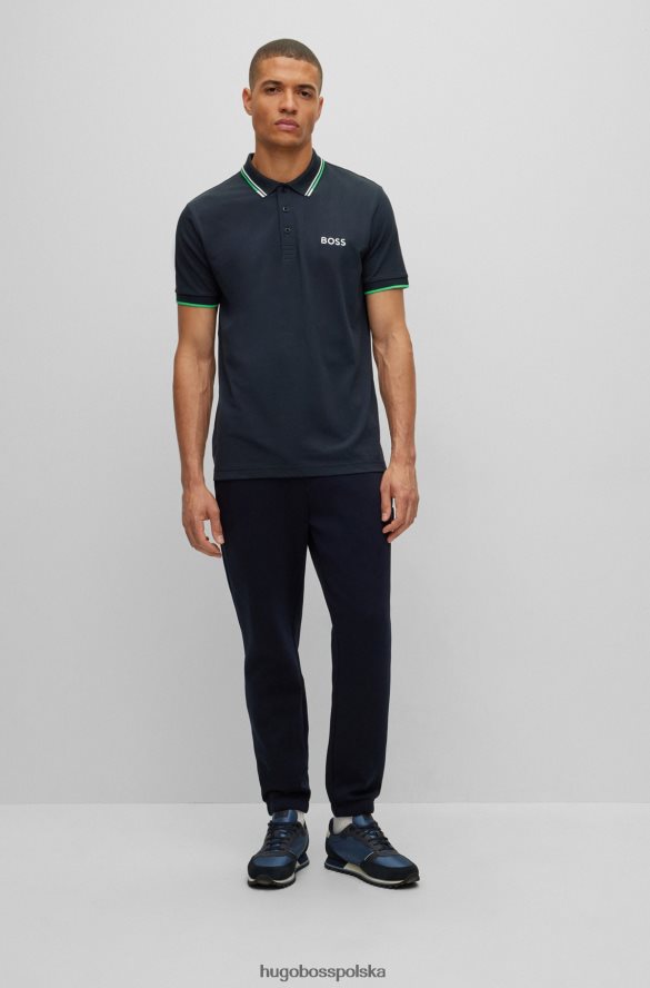 Hugo Boss ciemnoniebieska koszulka polo hugo z mieszanki bawełny z kontrastowymi detalami ciemny niebieski R0X0H61097