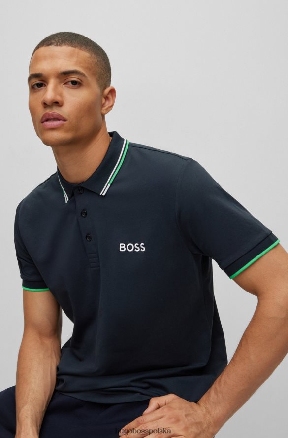 Hugo Boss ciemnoniebieska koszulka polo hugo z mieszanki bawełny z kontrastowymi detalami ciemny niebieski R0X0H61097