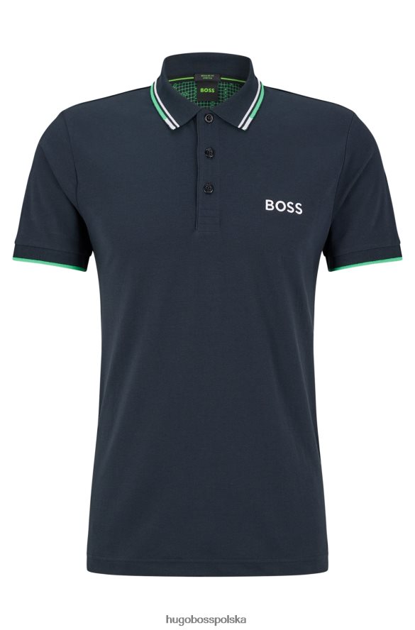 Hugo Boss ciemnoniebieska koszulka polo hugo z mieszanki bawełny z kontrastowymi detalami ciemny niebieski R0X0H61097