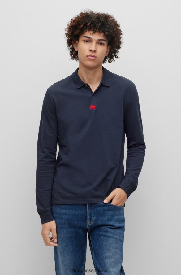 Hugo Boss ciemnoniebieska koszulka polo o dopasowanym kroju hugo z bawełny piqu¦, z metką z logo ciemny niebieski R0X0H63458