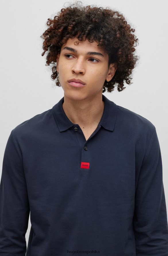 Hugo Boss ciemnoniebieska koszulka polo o dopasowanym kroju hugo z bawełny piqu¦, z metką z logo ciemny niebieski R0X0H63458