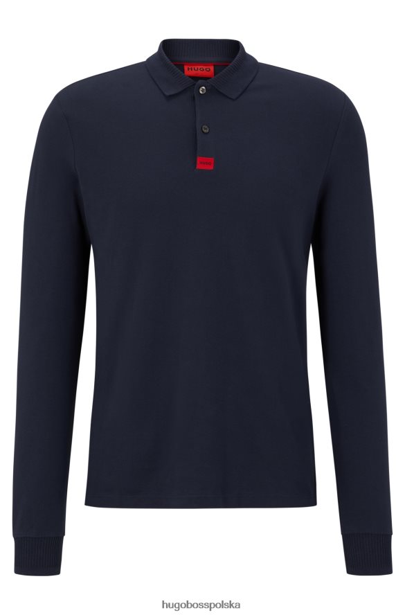 Hugo Boss ciemnoniebieska koszulka polo o dopasowanym kroju hugo z bawełny piqu¦, z metką z logo ciemny niebieski R0X0H63458