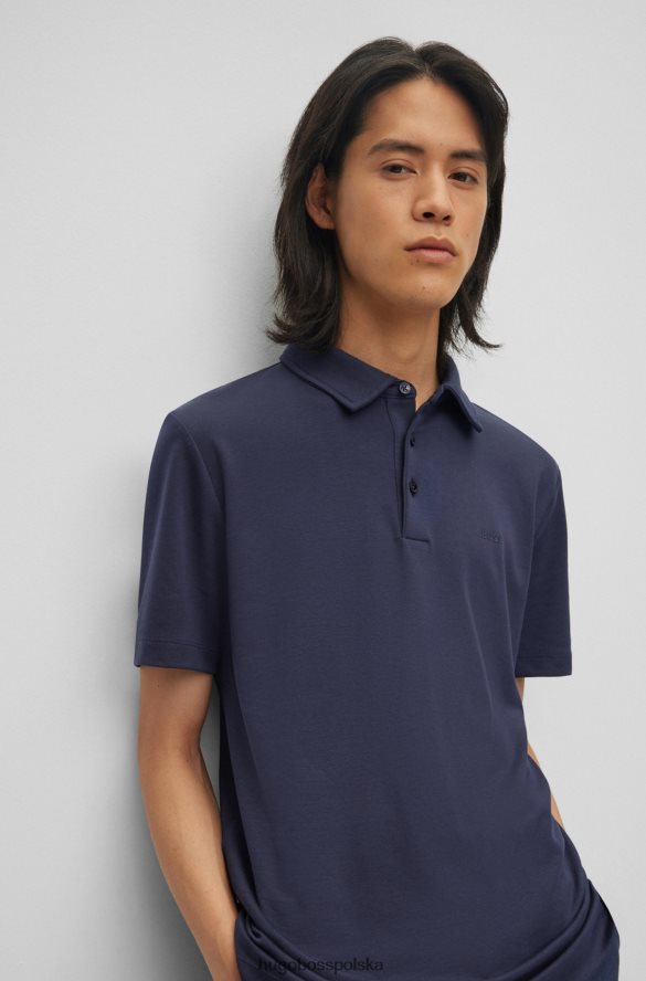 Hugo Boss ciemnoniebieska koszulka polo o dopasowanym kroju z bawełny organicznej z nadrukiem logo hugo ciemny niebieski R0X0H63231