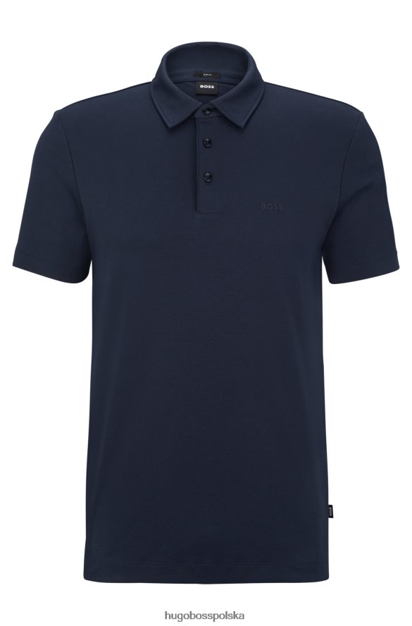 Hugo Boss ciemnoniebieska koszulka polo o dopasowanym kroju z bawełny organicznej z nadrukiem logo hugo ciemny niebieski R0X0H63231