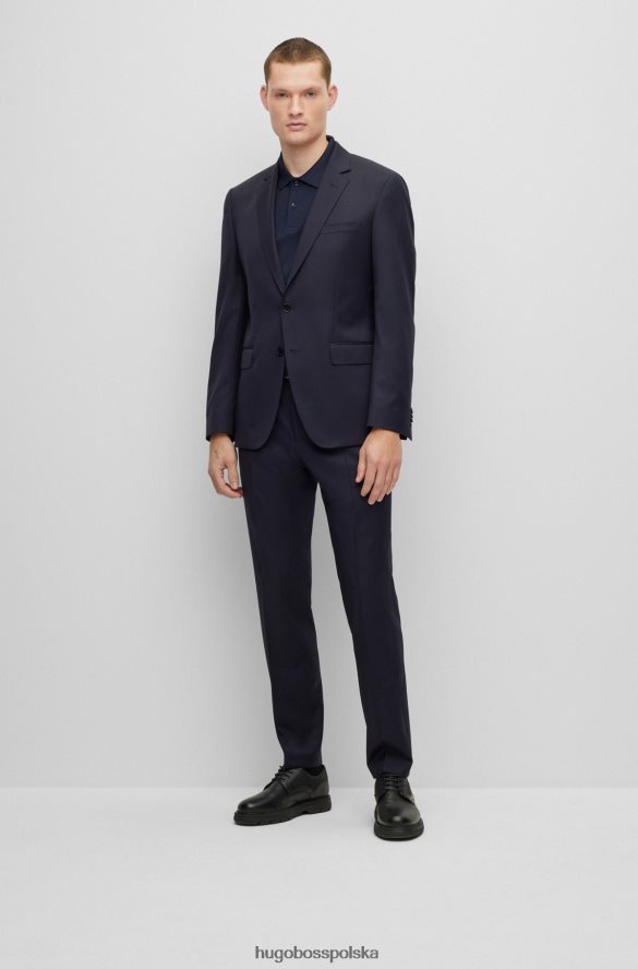 Hugo Boss ciemnoniebieska koszulka polo o dopasowanym kroju z gumowanym logo hugo ciemny niebieski R0X0H62414