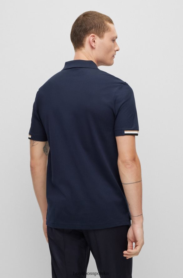 Hugo Boss ciemnoniebieska koszulka polo o dopasowanym kroju z gumowanym logo hugo ciemny niebieski R0X0H62414